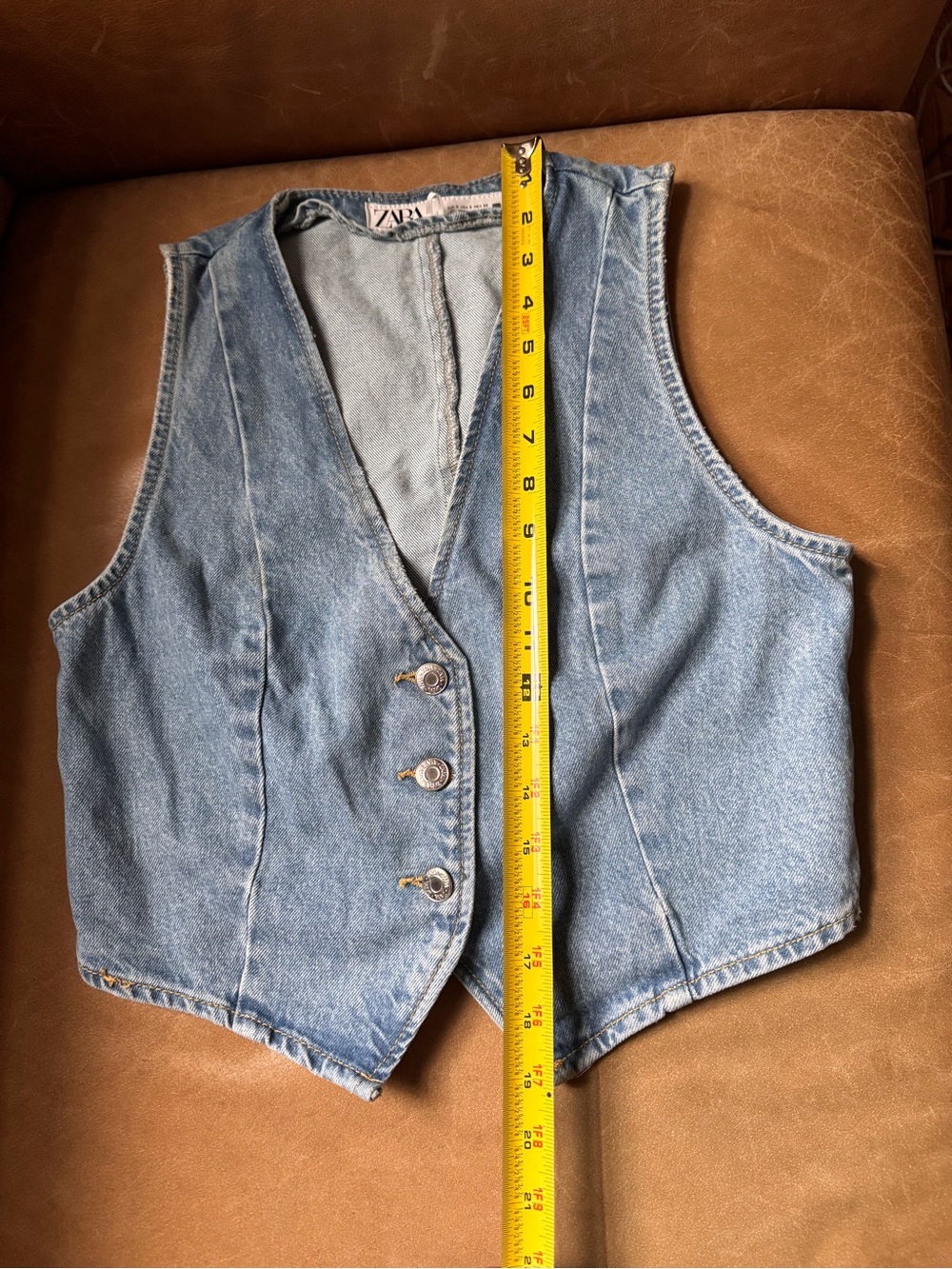 Zara Light Blue Denim Vest with Button Front western coastal layering summer - Picture 5 of 7